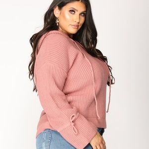Women's Sweater Rose, Hooded, Long Sleeves Knit